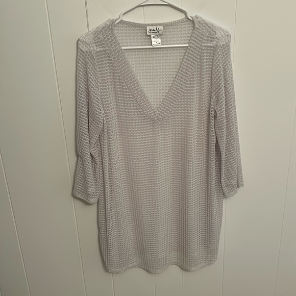 Jordan Taylor Other - JORDAN TAYLOR White / Very Light Gray Sheer Swim Coverup M